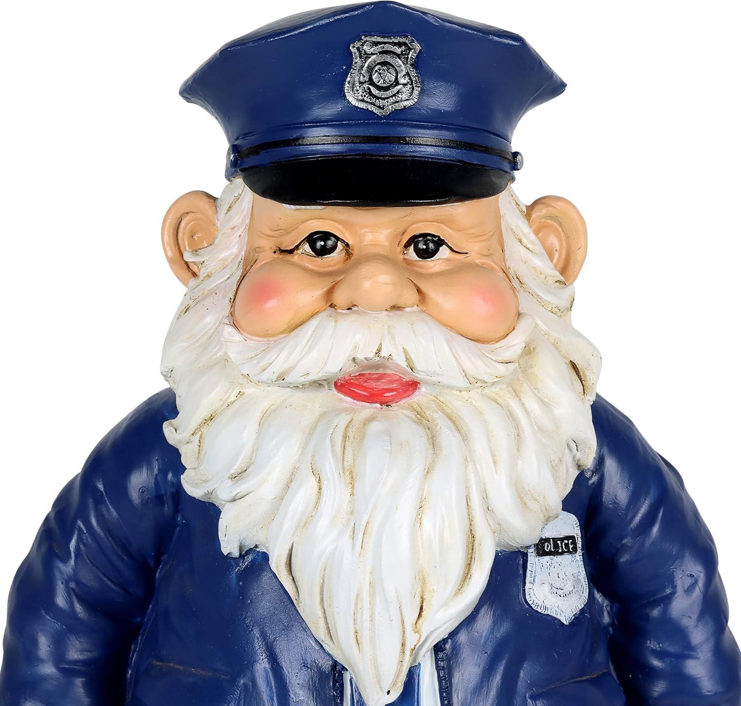 Hand-Painted Policeman Garden Gnome Statue with Handcuffs