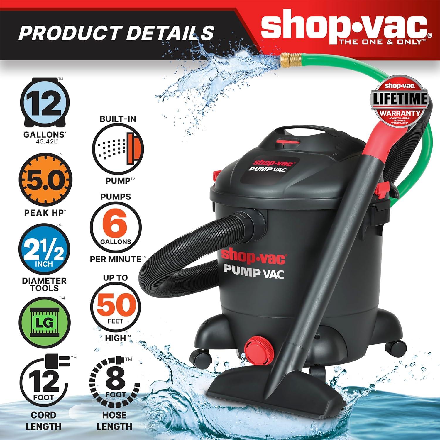 Shop-Vac 12 Gallon 5.0PHP Wet Dry Pump Vacuum