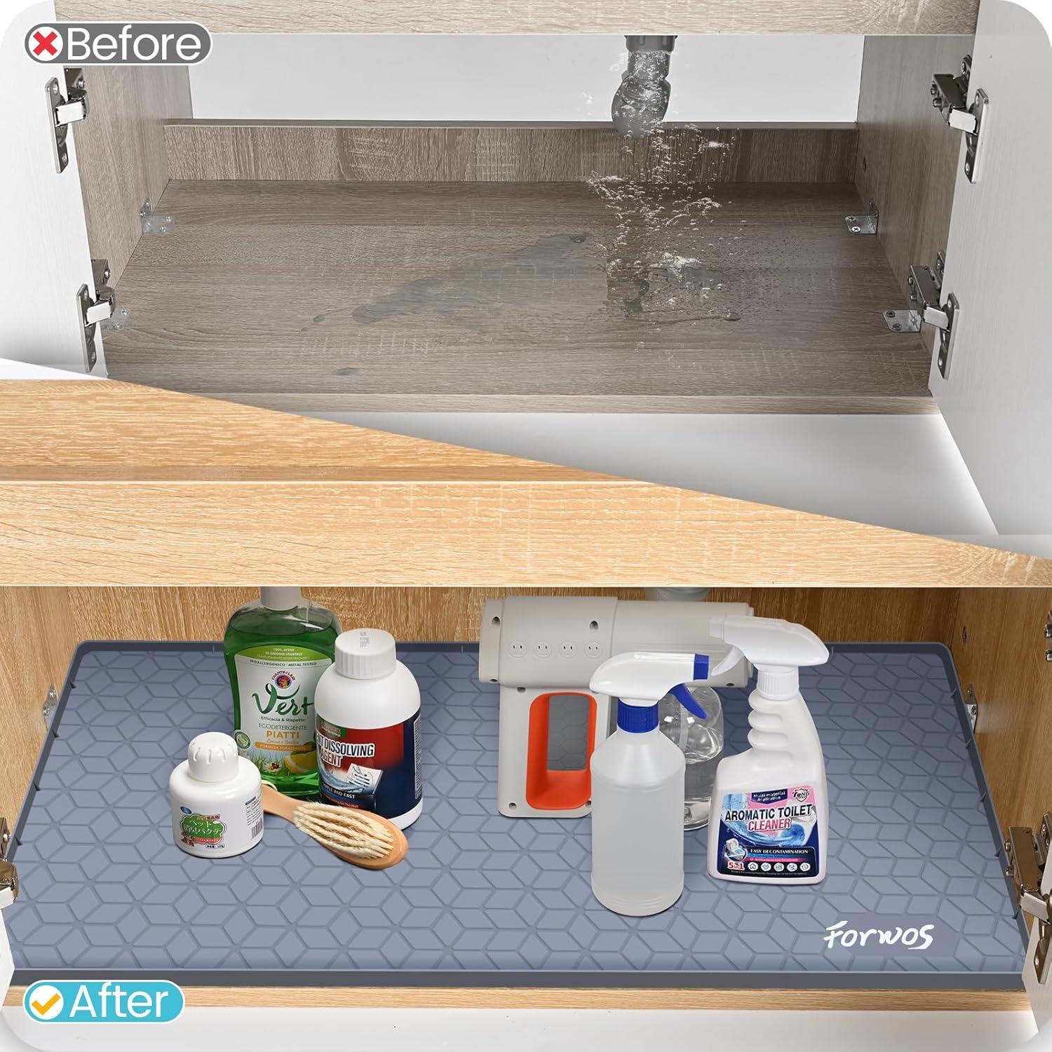 Gray Extra Thick Silicone Under Sink Mat and Cabinet Protector