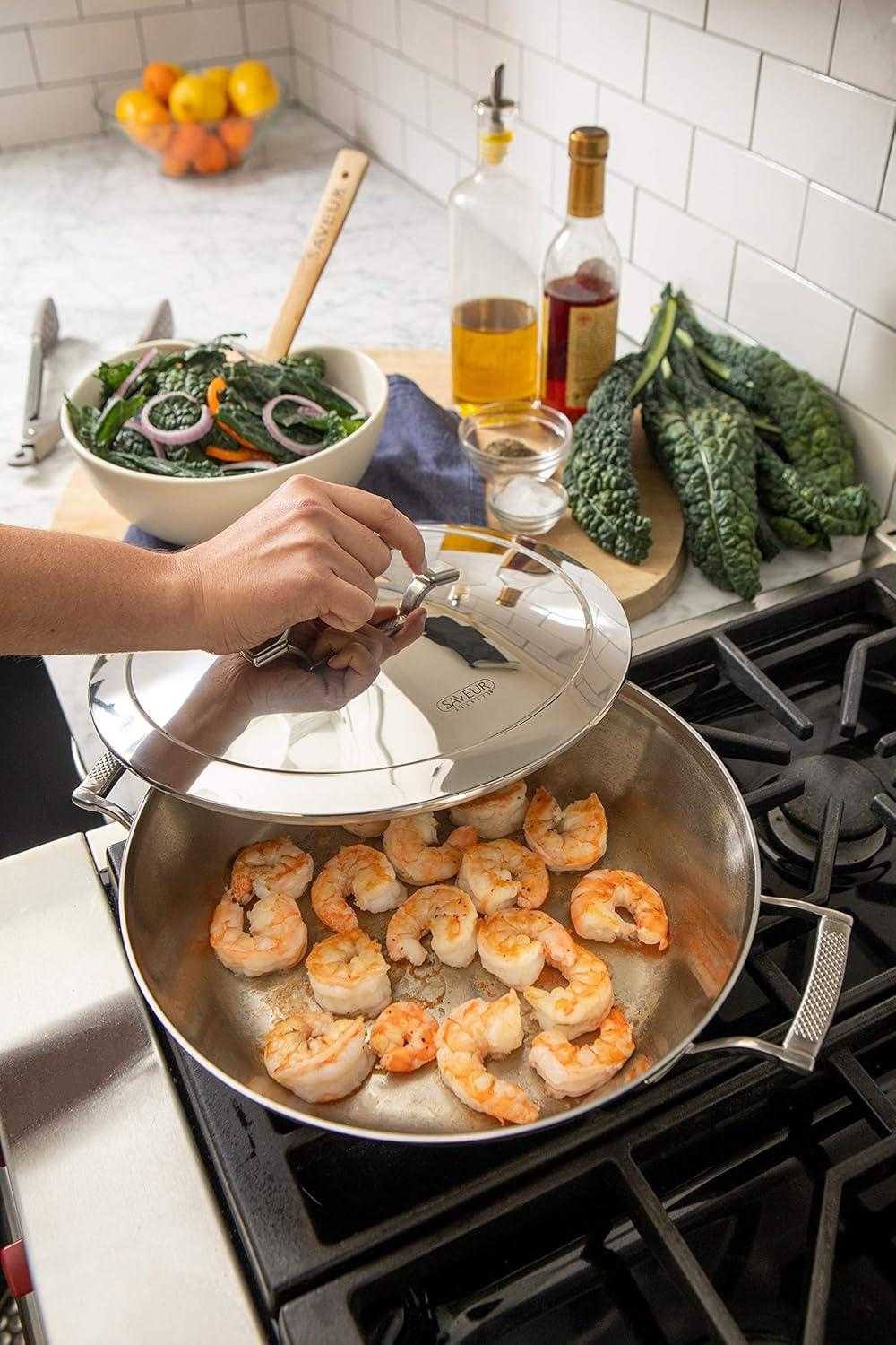 Saveur Selects 5 Quarts Stainless Steel Saute Pan with Lid