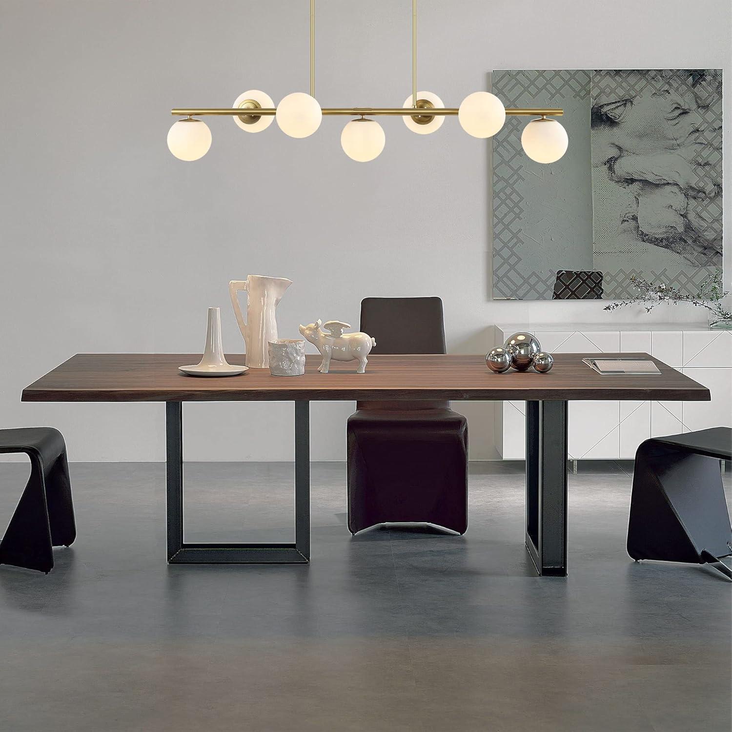 JONATHAN Y Luca Parisian 53" 7-Light Modern Glam Iron Globe Linear LED Pendant, Black/Clear