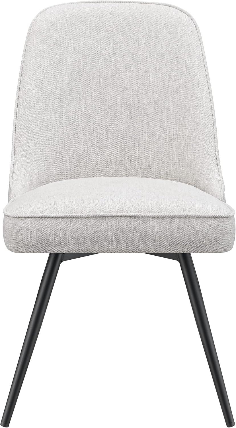 Martel Swivel Chair in Charcoal Herringbone Fabric with Black Legs