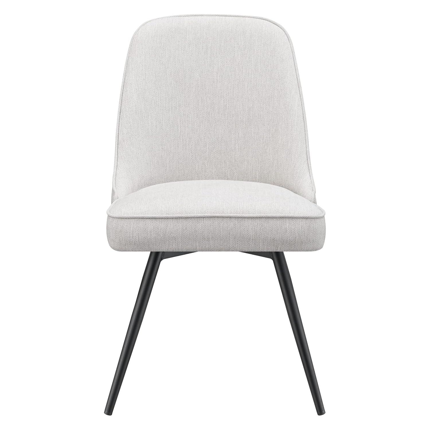 Martel Swivel Chair in Charcoal Herringbone Fabric with Black Legs