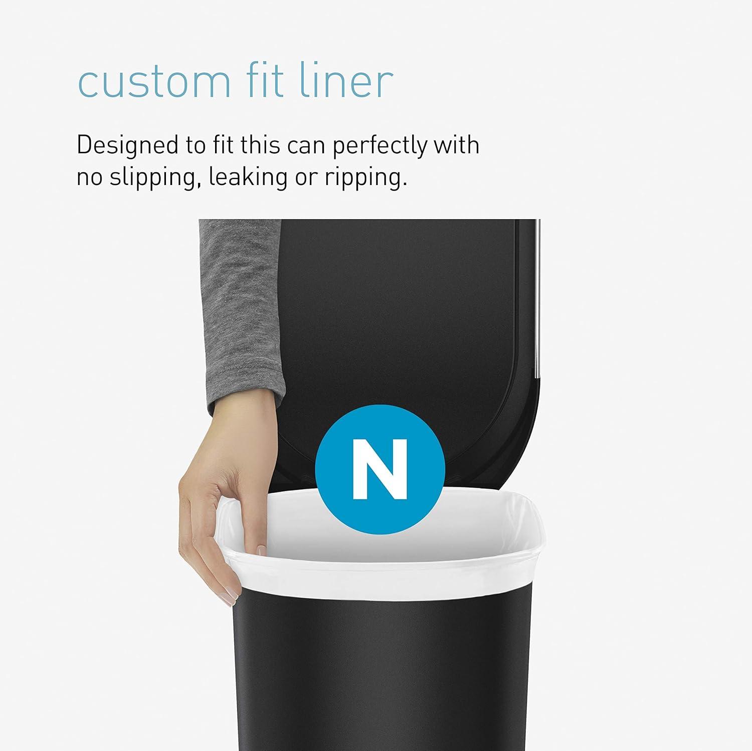 simplehuman 40L Slim Liner Rim Kitchen Step Trash Can Black Plastic: 10 Gallon Indoor Garbage Can, Spot Clean, 24.3" Height