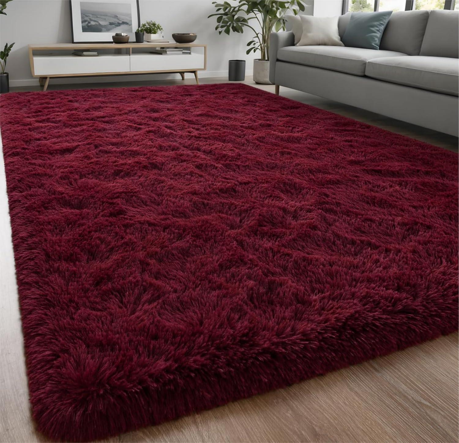 Delane Shag Maroon Area Rug