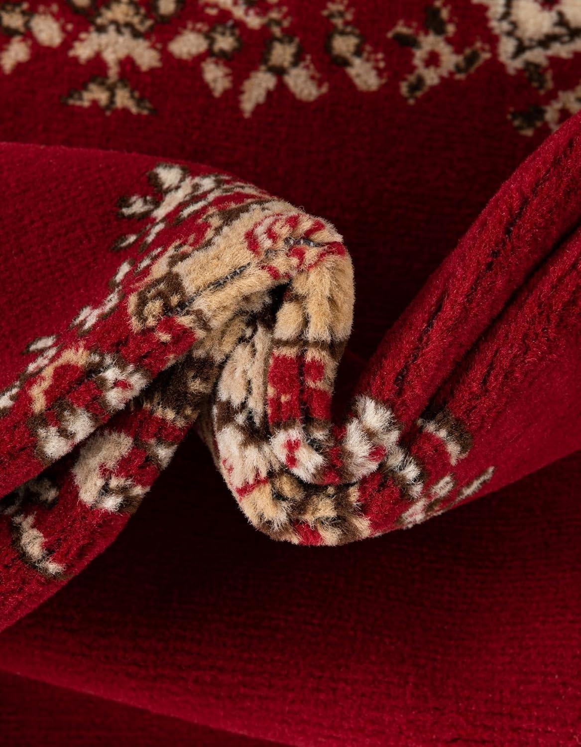Elegant Medallion 9' x 12' Synthetic Area Rug in Red, Black, and Cream