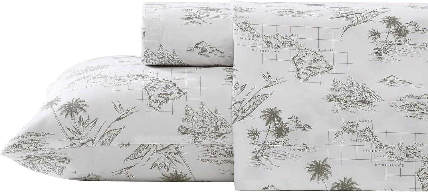 Tommy Bahama Vintage Map Brown Queen Sheet Set