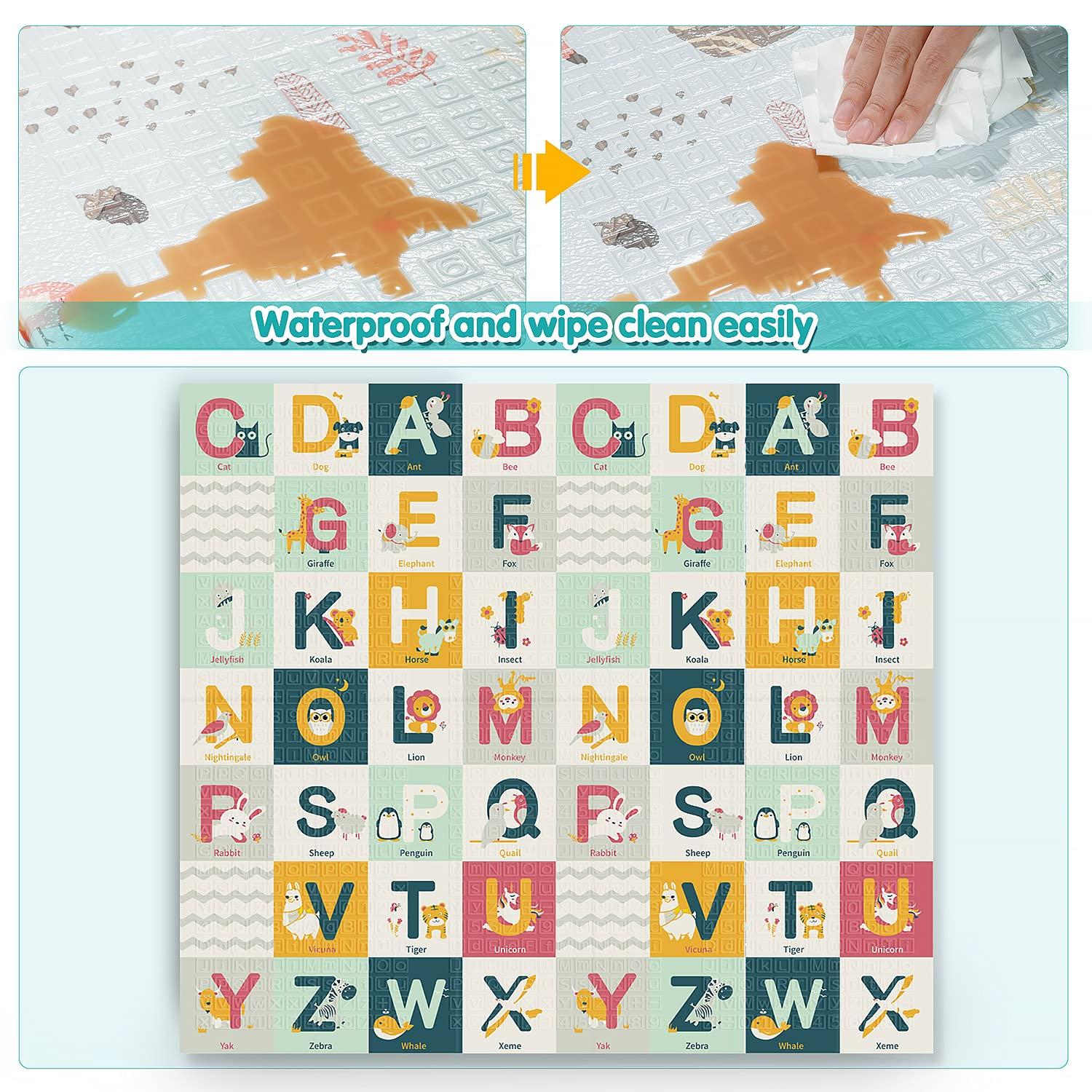 Extra Large Reversible Foldable Baby Play Mat with Alphabet Design