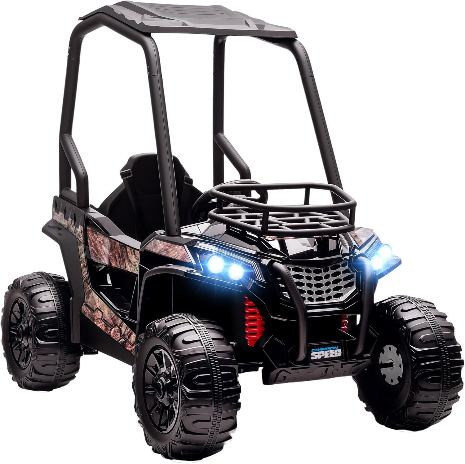 Aosom 12V Kids UTV, Battery Powered Electric Ride on Car with Music, Lights, MP3/USB, Suspension System & Remote Control, Camo