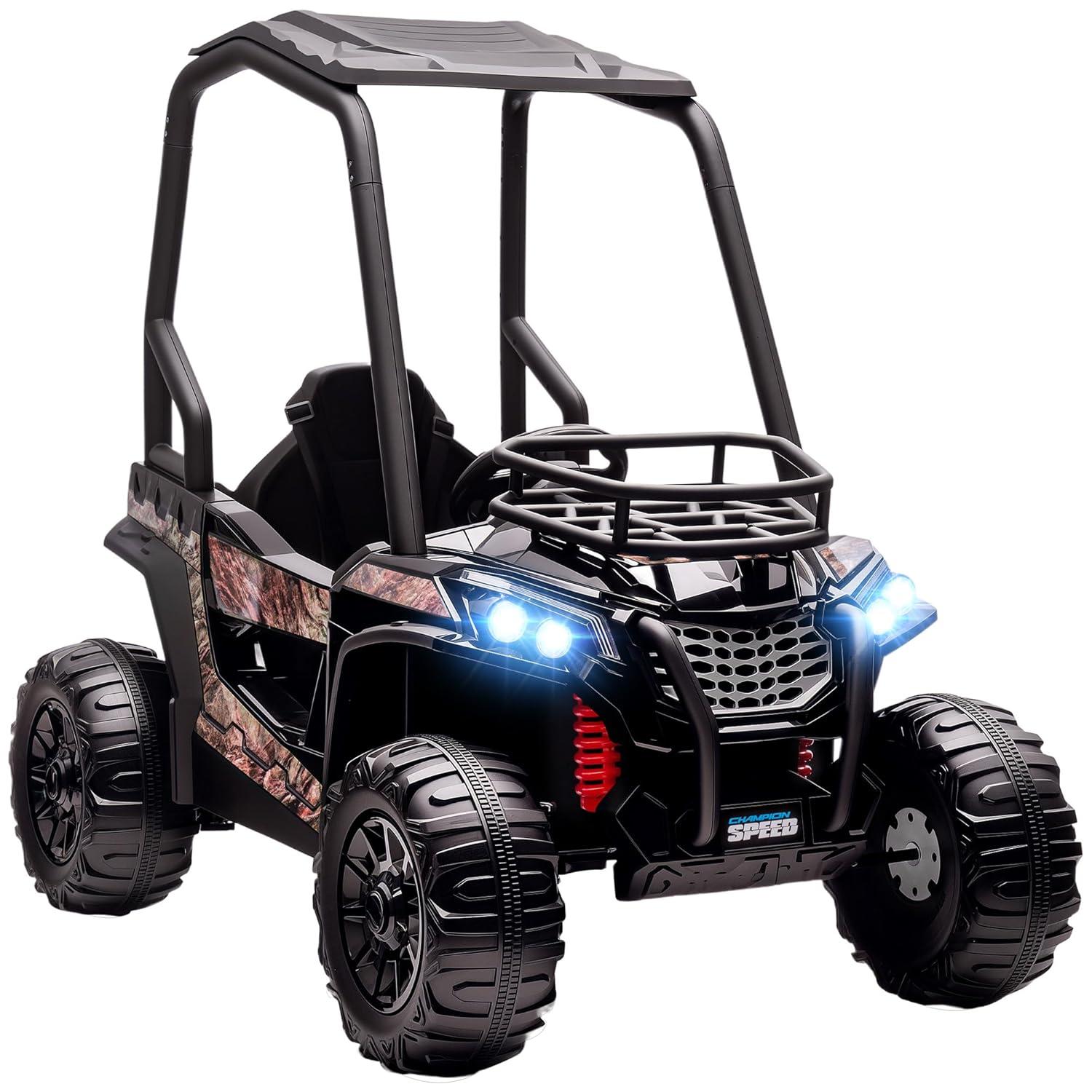 Aosom 12V Kids UTV, Battery Powered Electric Ride on Car with Music, Lights, MP3/USB, Suspension System & Remote Control, Camo