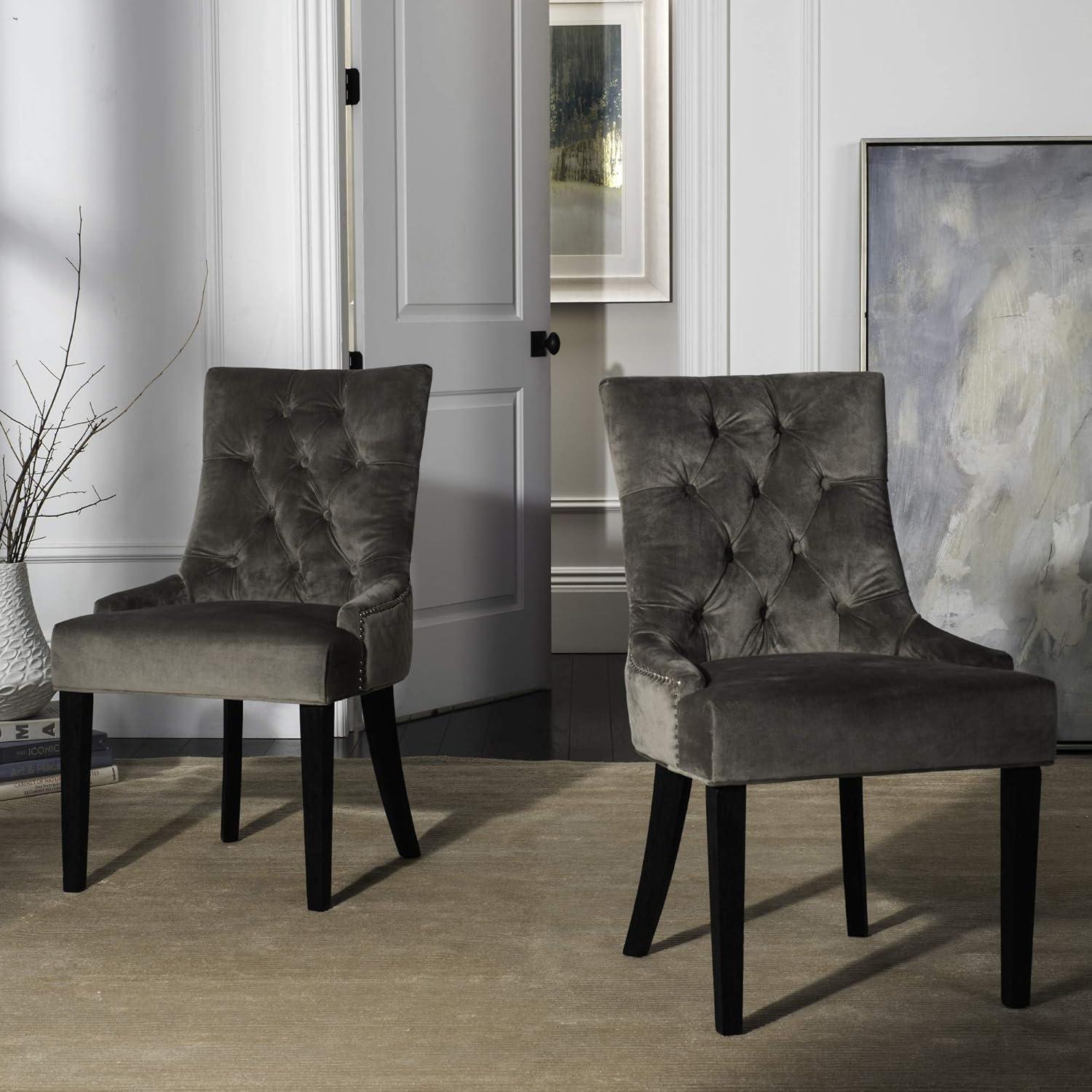 Abby 19''H Tufted Side Chairs (Set Of 2)  Silver Nail Heads - Sky Blue - Safavieh