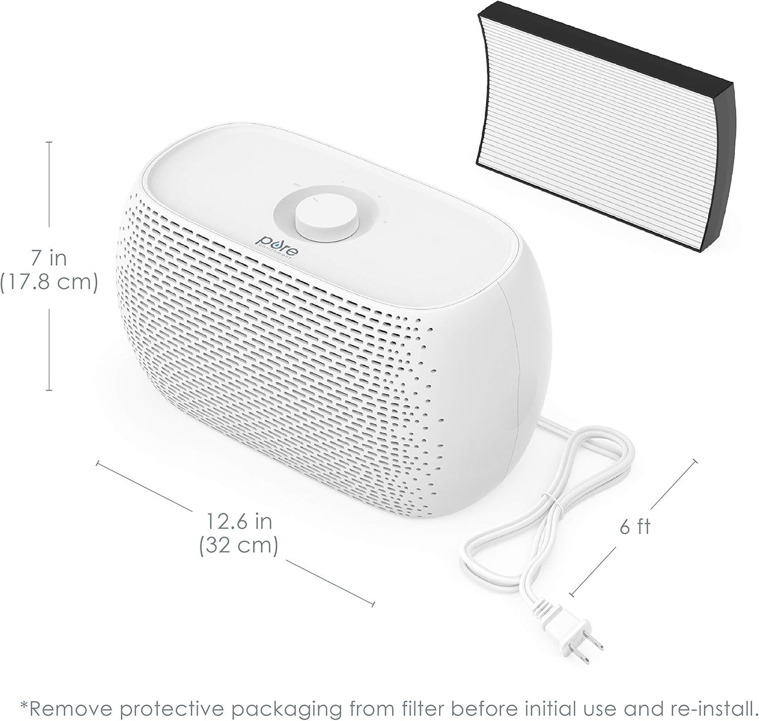 Pure Enrichment® PureZone™ Breeze Tabletop 2-in-1 Air Purifier - True HEPA Filter - Ideal for Home, Bedroom, & Office Desktop Surfaces