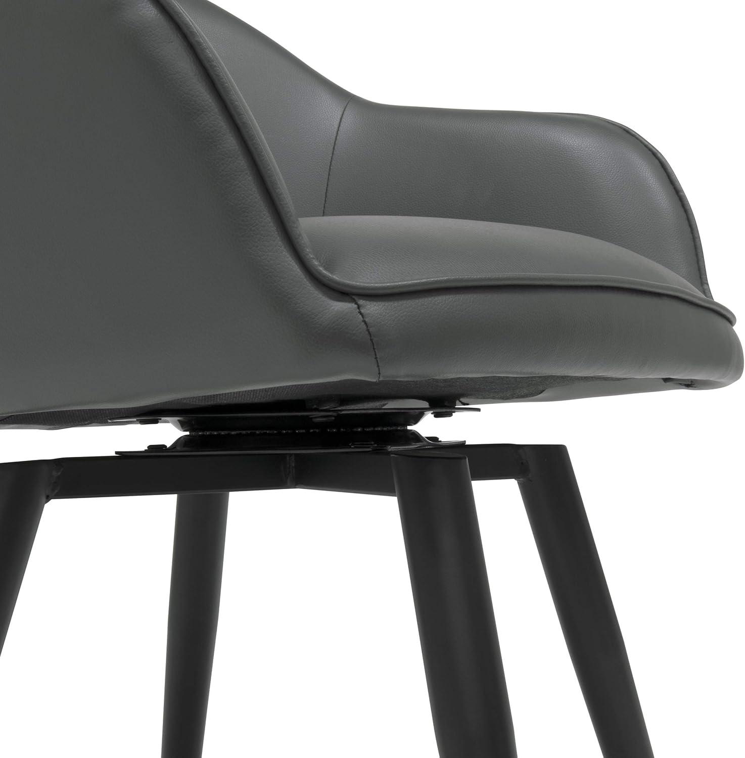 Dome Swivel Office/Dining/Guest Accent Chair with Arms Blended Leather Smoke Gray - Studio Designs Home: Metal Frame, Bonded Leather Upholstery