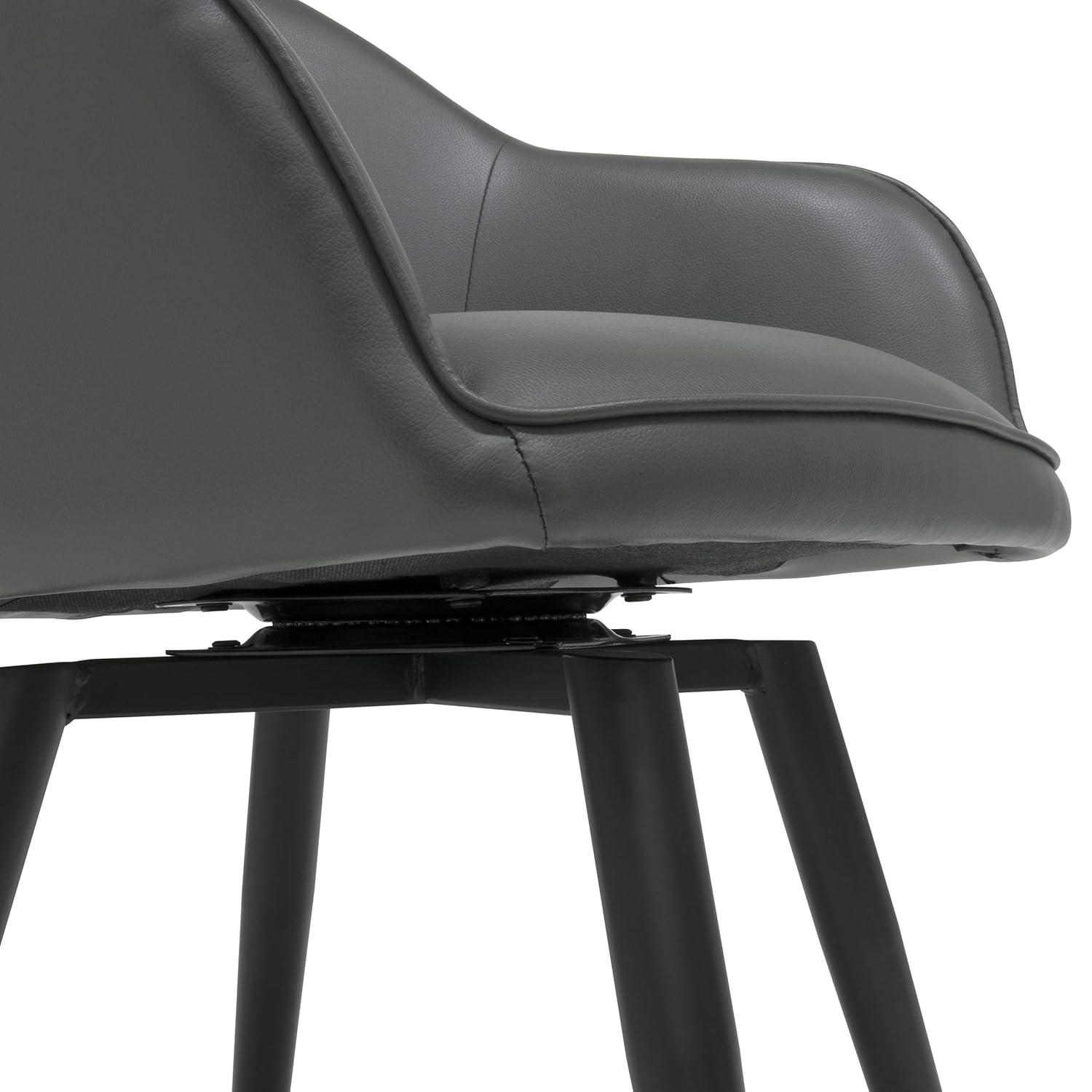 Dome Swivel Office/Dining/Guest Accent Chair with Arms Blended Leather Smoke Gray - Studio Designs Home: Metal Frame, Bonded Leather Upholstery