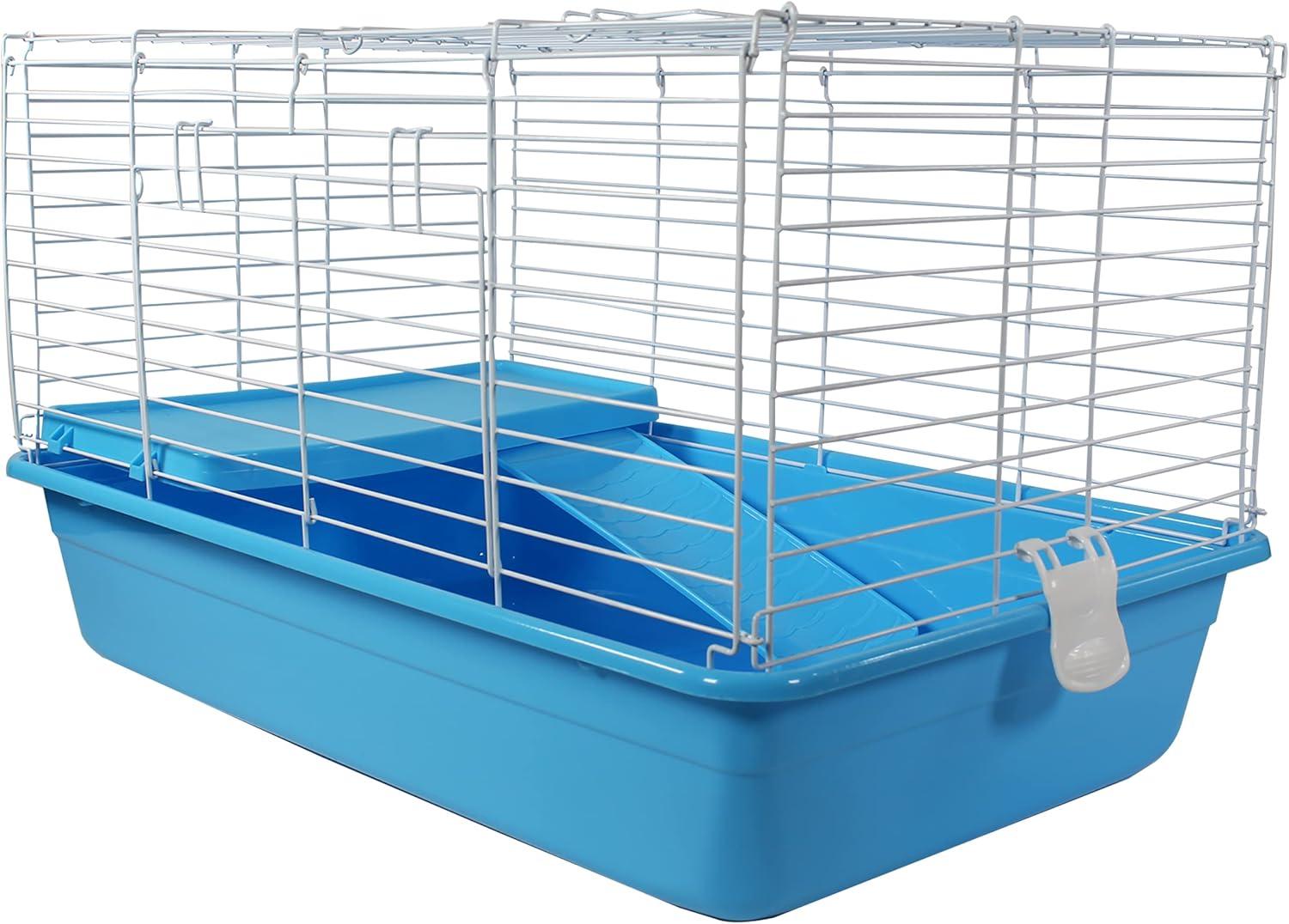 Blue and White Multi-Level Small Animal Cage with Ramp