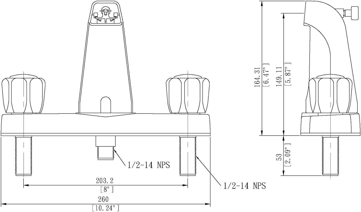 Chrome Finish Mobile Home Tub Shower Diverter with Twin Handles