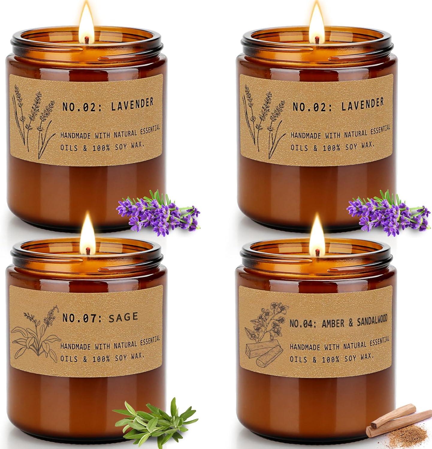 Aromatherapy Candles For Home, Stress Relief | Meditation | Yoga | SPA | Relaxing Candle Gift Set, Jar Candles For Women, Birthday, Valentine's Day, Anniversary, 7.1 Ounces - Pack Of 4