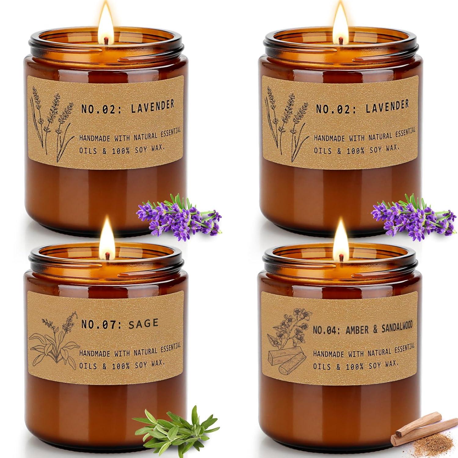 Aromatherapy Candles For Home, Stress Relief | Meditation | Yoga | SPA | Relaxing Candle Gift Set, Jar Candles For Women, Birthday, Valentine's Day, Anniversary, 7.1 Ounces - Pack Of 4