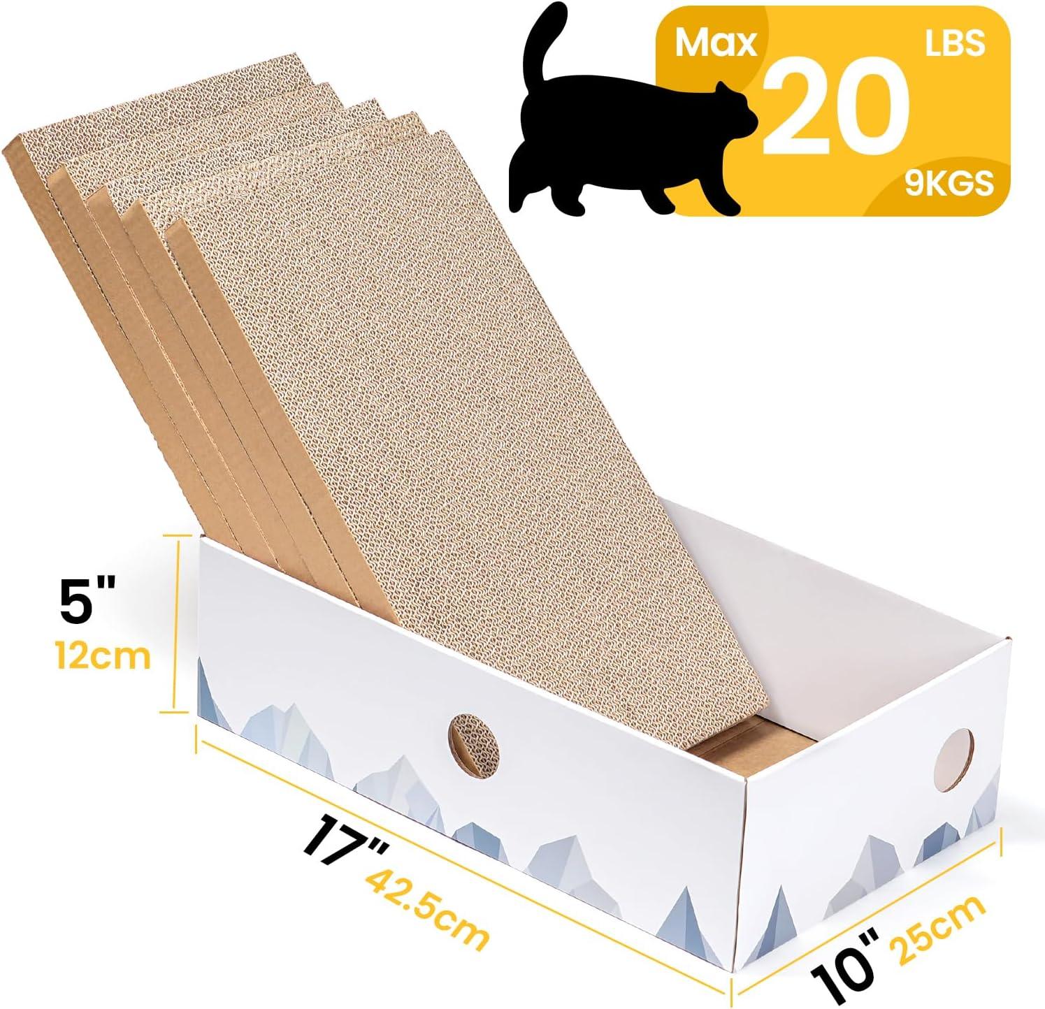 Conlun Cat Scratcher Cardboards with Box, 5-Pack Replacement Reversible Cat Scratcher Pad, Large