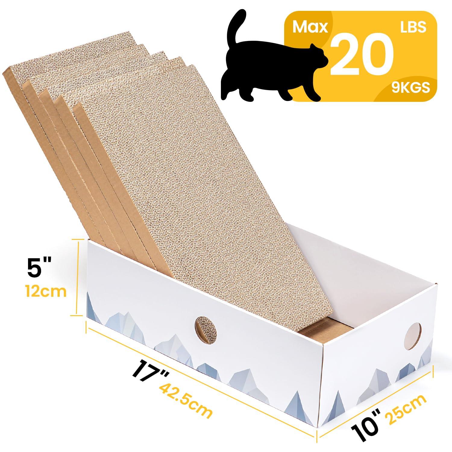 Conlun Cat Scratcher Cardboards with Box, 5-Pack Replacement Reversible Cat Scratcher Pad, Large