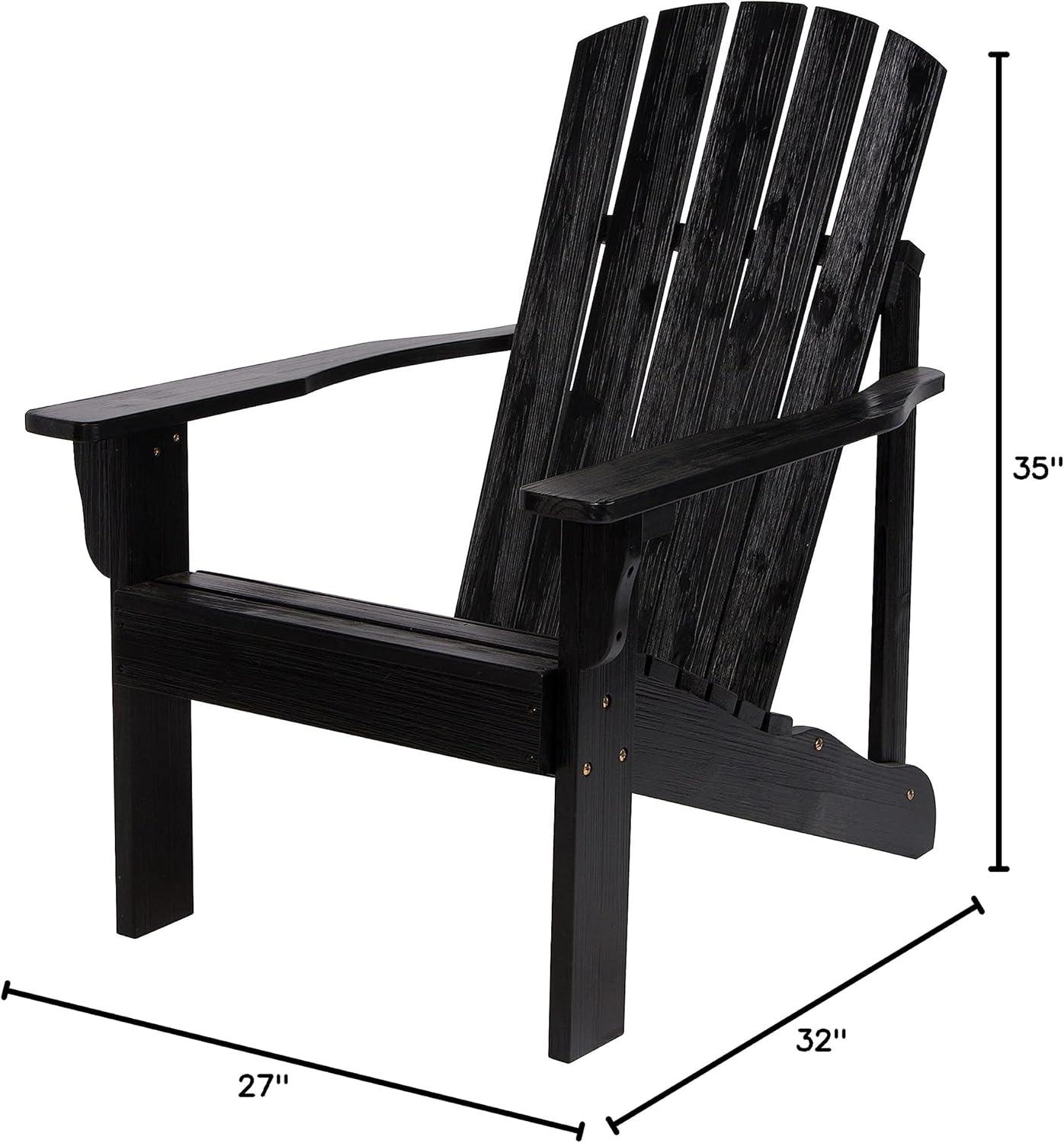 Shine Company Traditional Cedar Wood Patio Firepit Adirondack Chair in Black