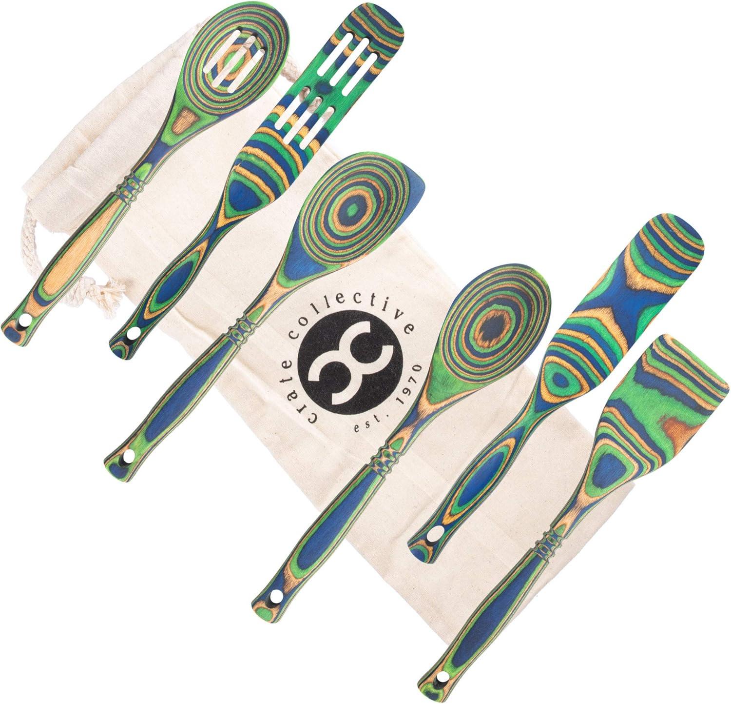 Colorful Pakkawood 6-Piece Kitchen Utensil Set