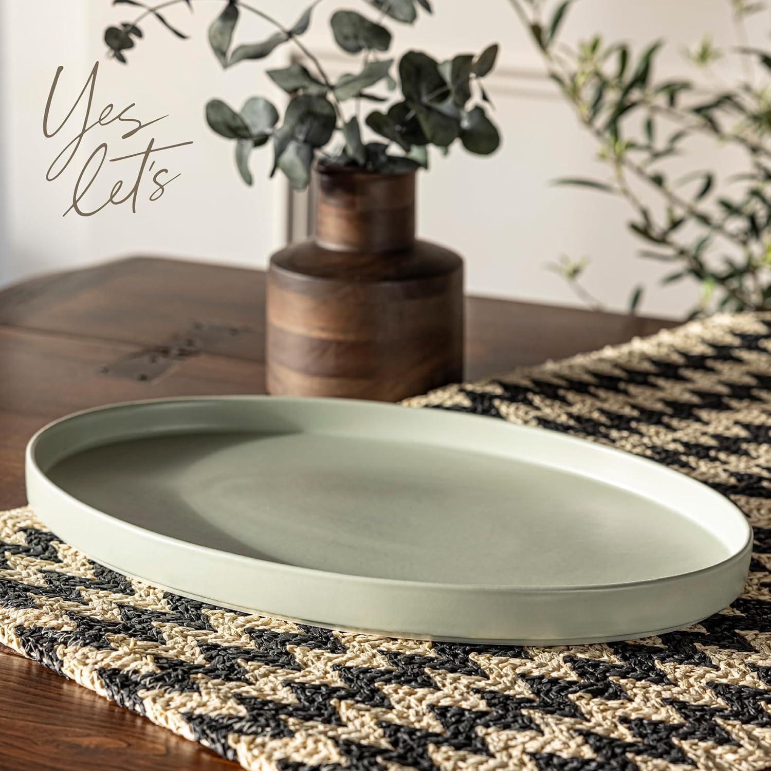 over&back Stackable Oval Serving Platter - Semi - Perfect for Tabletop & Décor