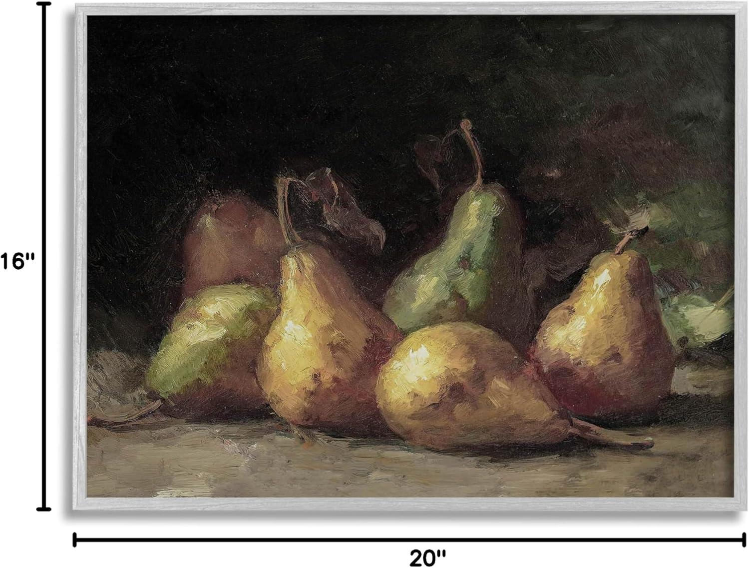 Classic Pears Still Life Food & Beverage Painting Gray Framed Art Print Wall Art