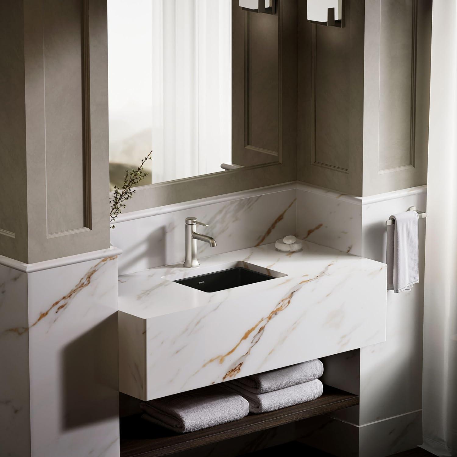 Verticyl 17" Rectangular Under-Mount Bathroom Sink with Overflow Drain