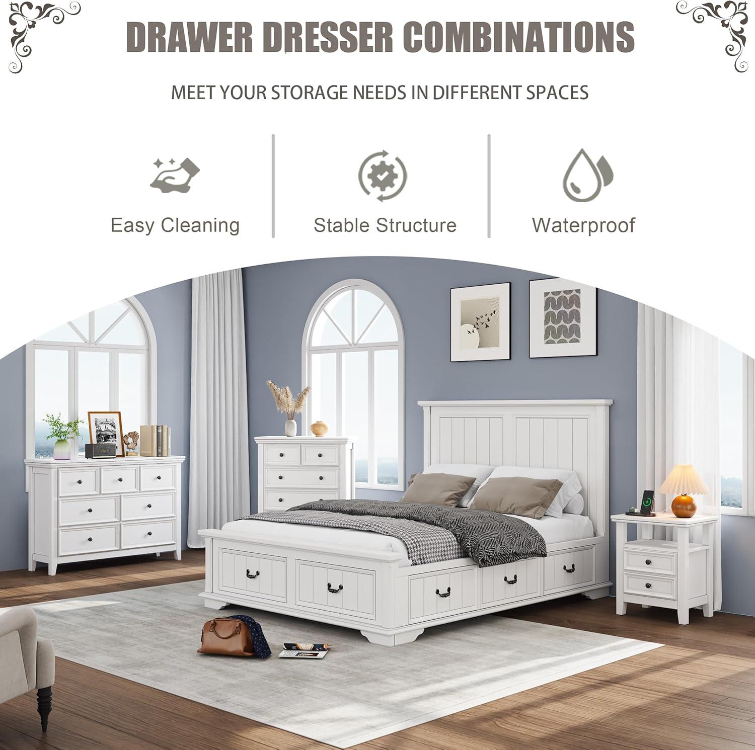 Drawers Dresser for Bedroom White - 5-drawer