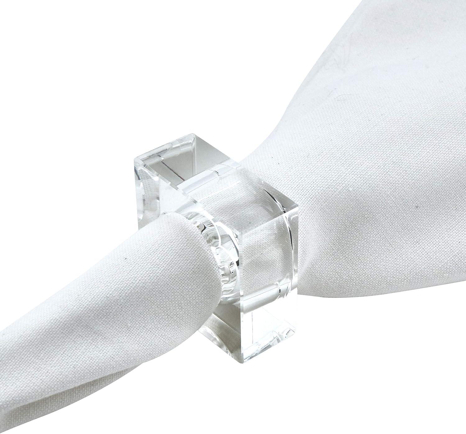 4pk Icicle Inspired Crystal Glass Napkin Rings: K9 High Clarity Lightweight - Saro Lifestyle