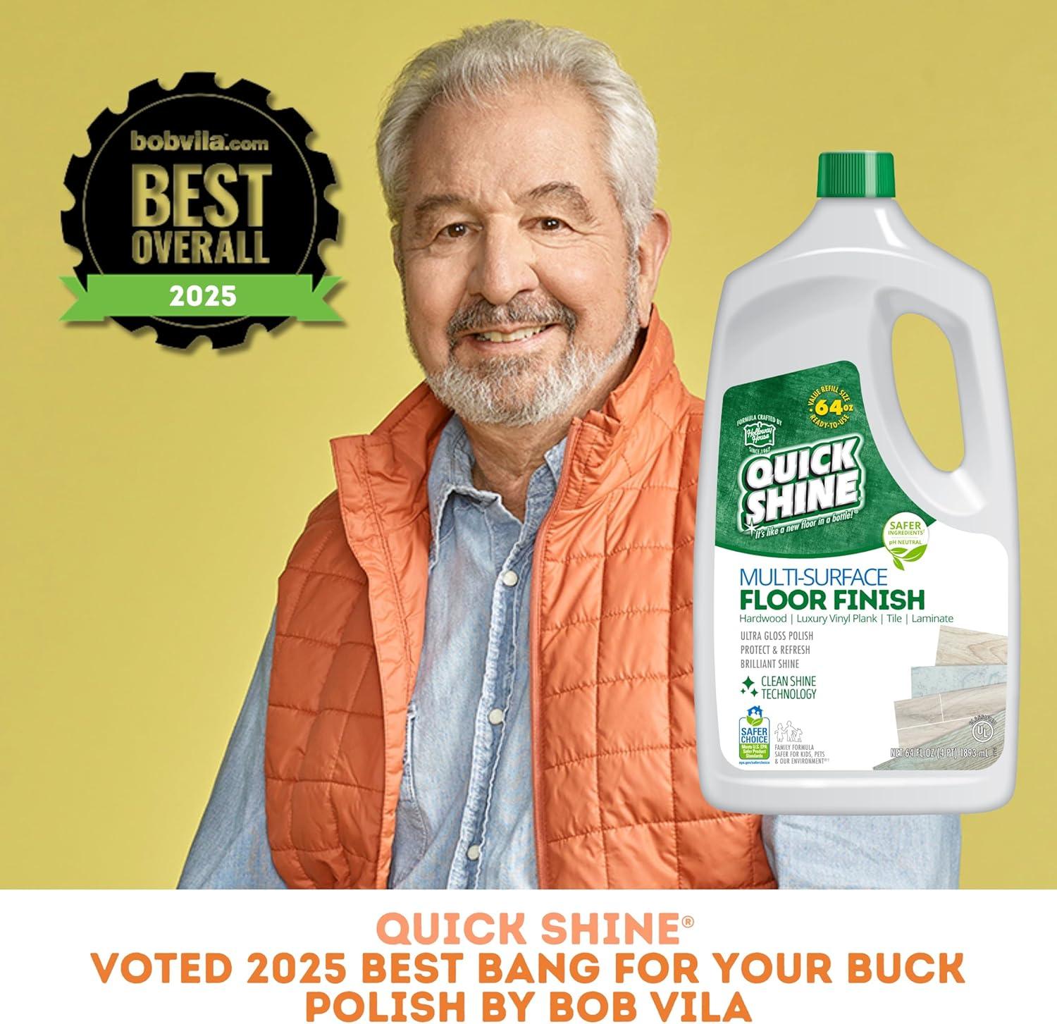 Quick Shine Multi-Surface Floor Finish & Polish, PFAS-Free Formula, 64 fl oz