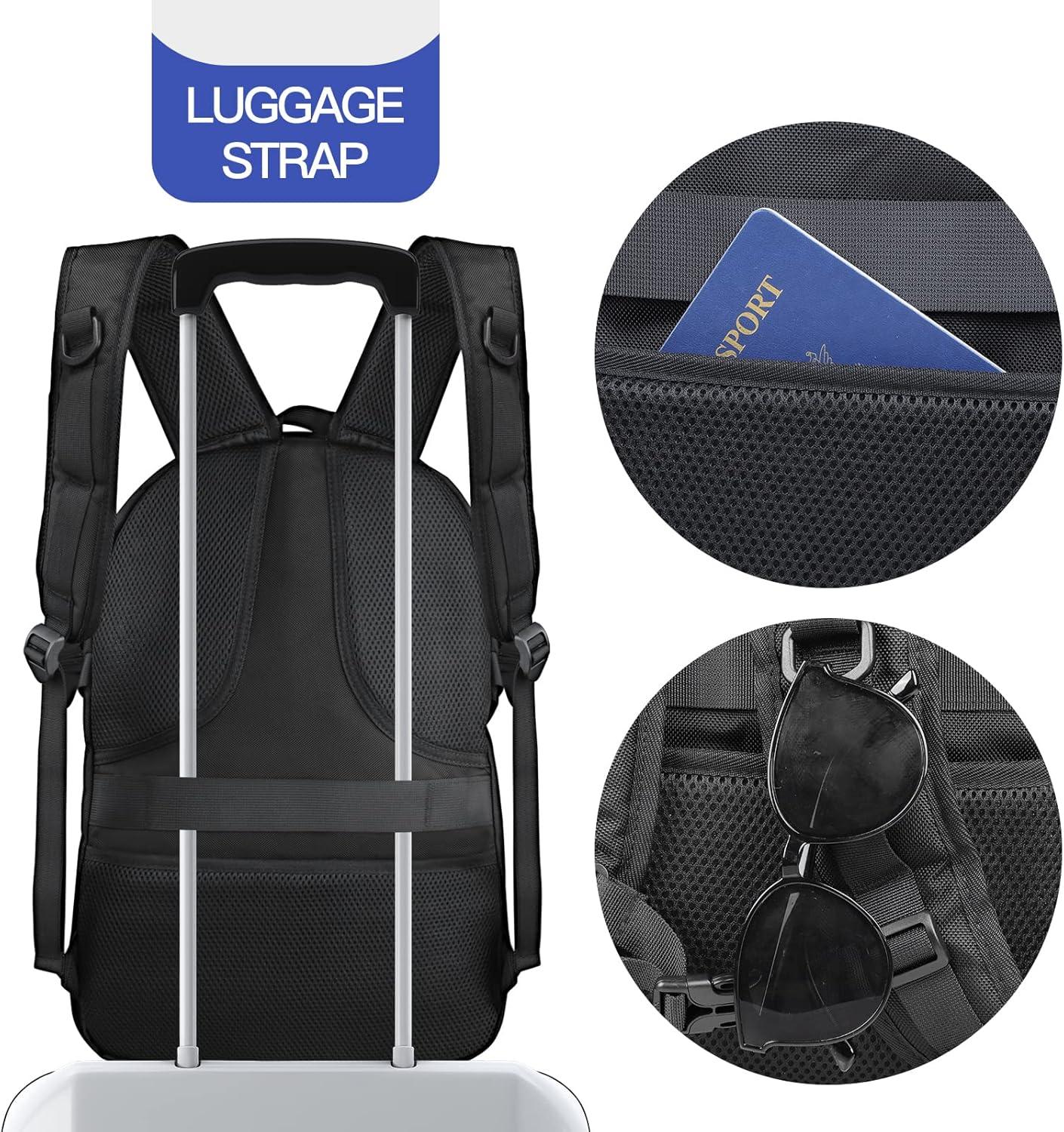 50L Travel Backpack, 17 inch Laptop Backpack for Men, Extra Large Sturdy TSA Friendly with USB Port College School Rucksack Bag Gifts for Him Men Women, Black