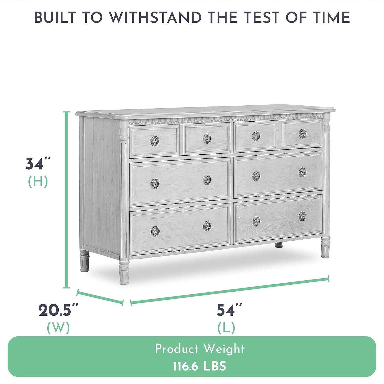 Elegant Antique Grey Mist Double Dresser with Dovetail Drawers