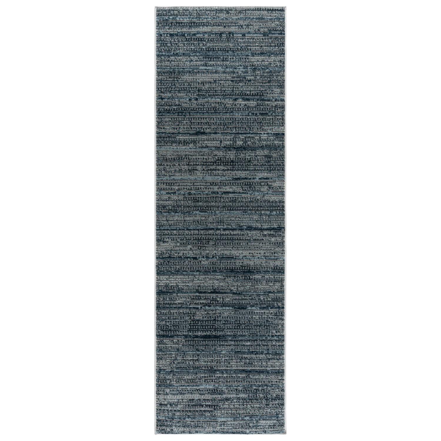 Missha Dario Modern Striped Blue Gray Polyester High-Low Indoor Area Rug