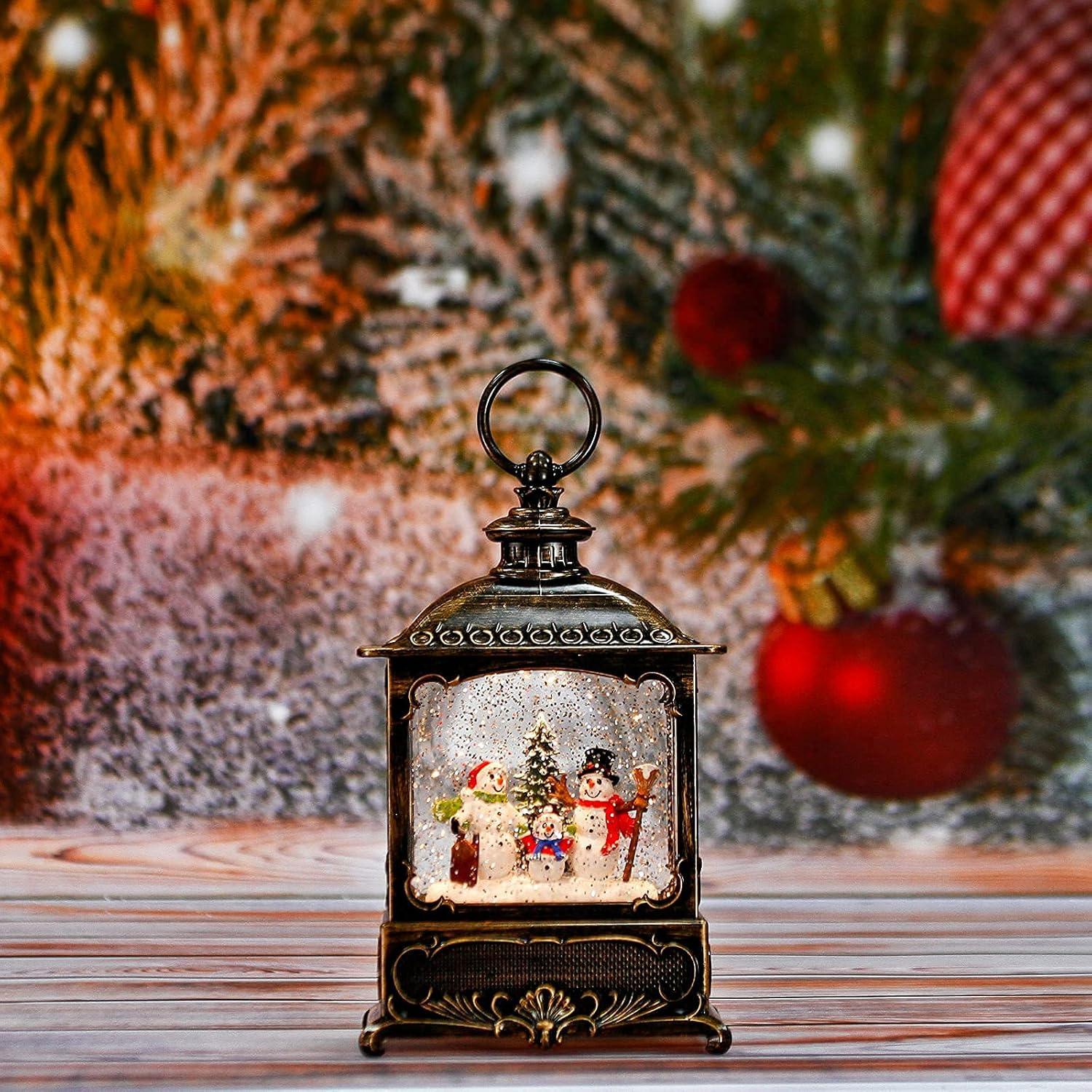 The Holiday Aisle® 2024 Christmas Decor Snow Globe Lantern - Glittering, Plug-in/3 AA Battery/USB Powered