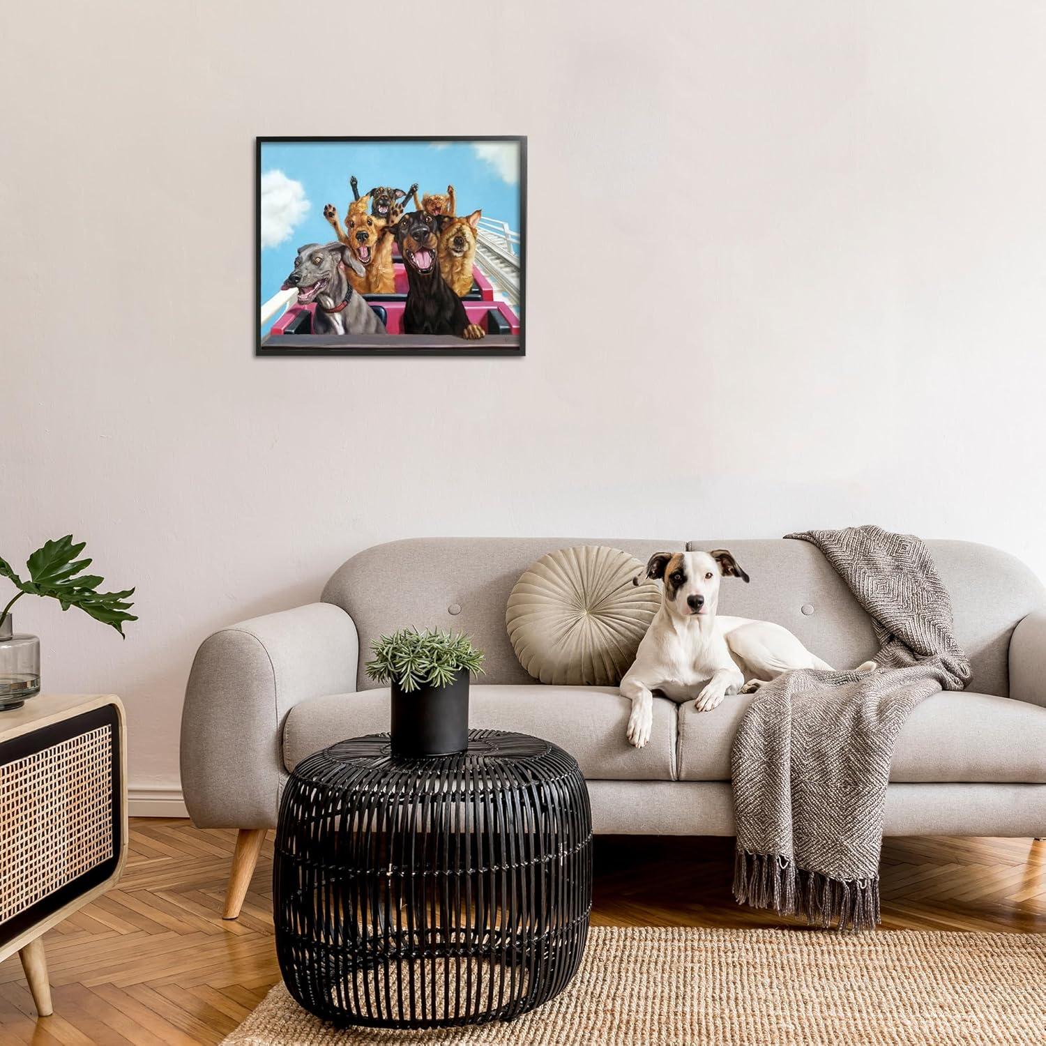 Dogs Riding Roller Coaster Fun Canvas Wall Art