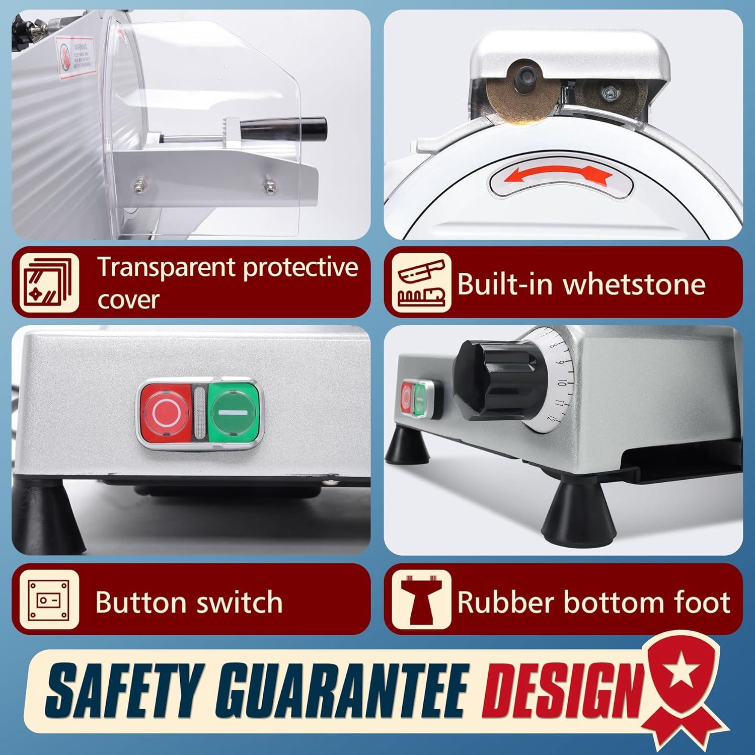 Fashionwu Fashionwu  Commercial Electric Meat Slicer 10" Food Cutter 240W Frozen Deli Slicer Machine