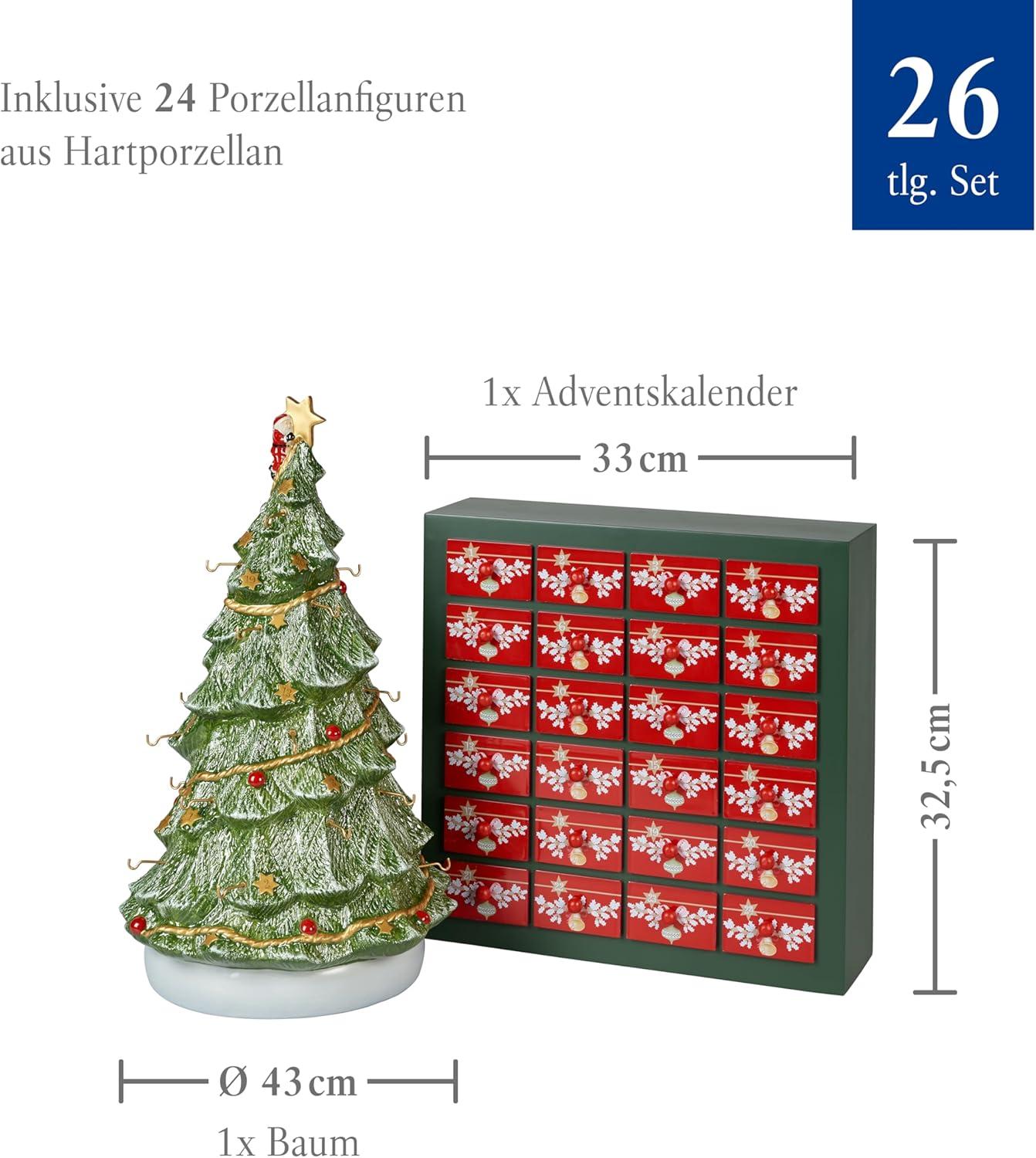 Multicolor Porcelain Christmas Tree Advent Calendar Set