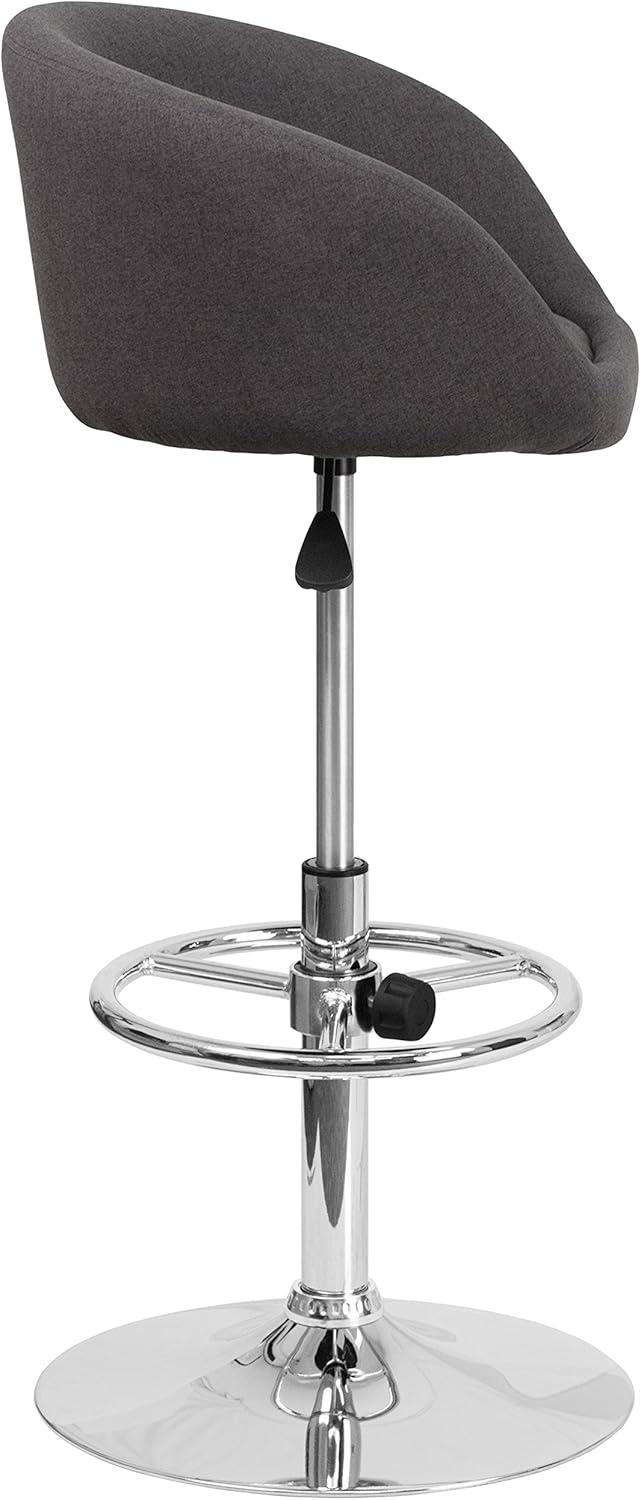 Charcoal Fabric Swivel Adjustable Barstool with Chrome Base