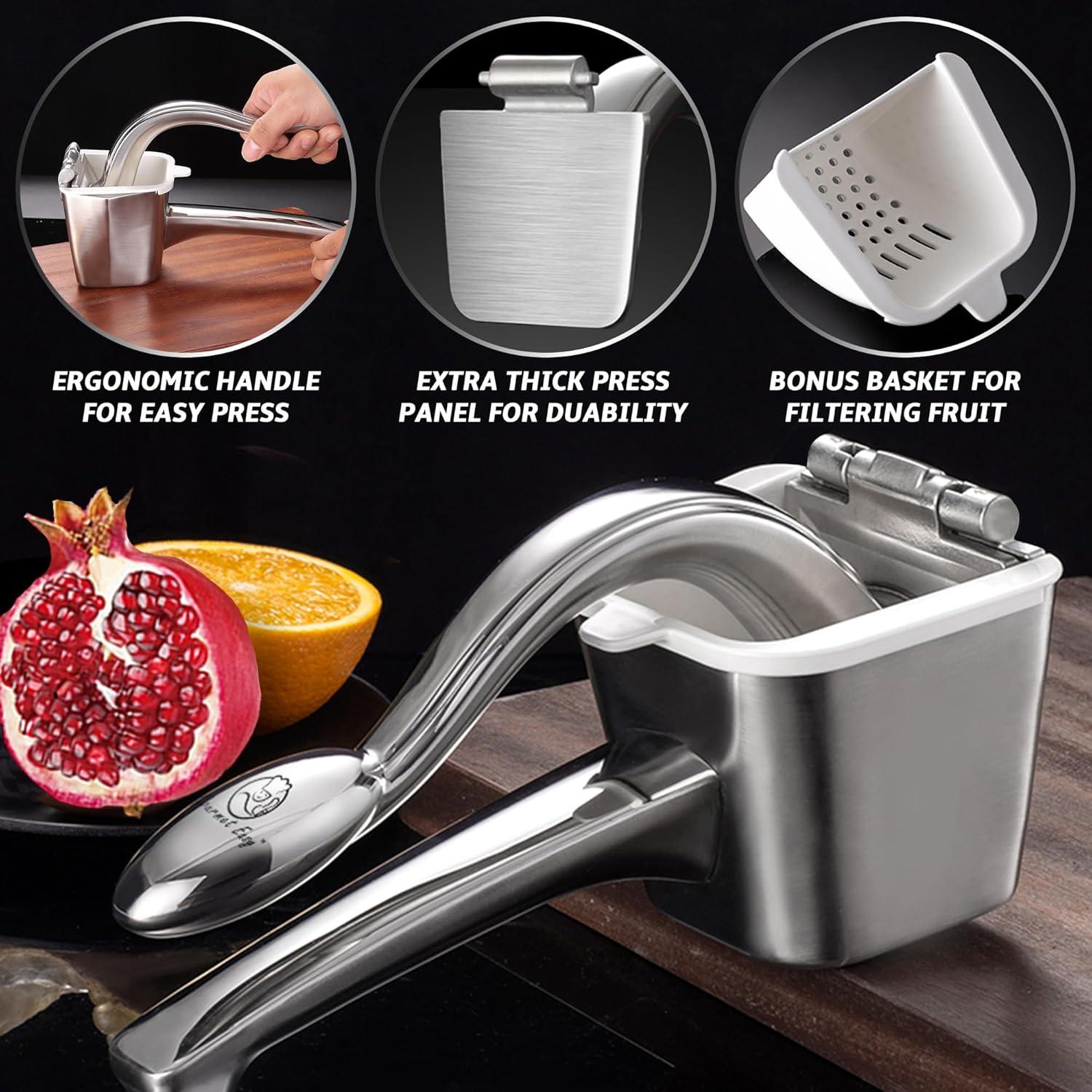Gourmet Easy - Stainless Steel Lemon Squeezer, Heavy-Duty Orange Juicer, Durable Hand Press Citrus Juicer, Portable Lime Squeezer, Rust-Free, Easy to Clean, Ideal for Kitchen & Bar