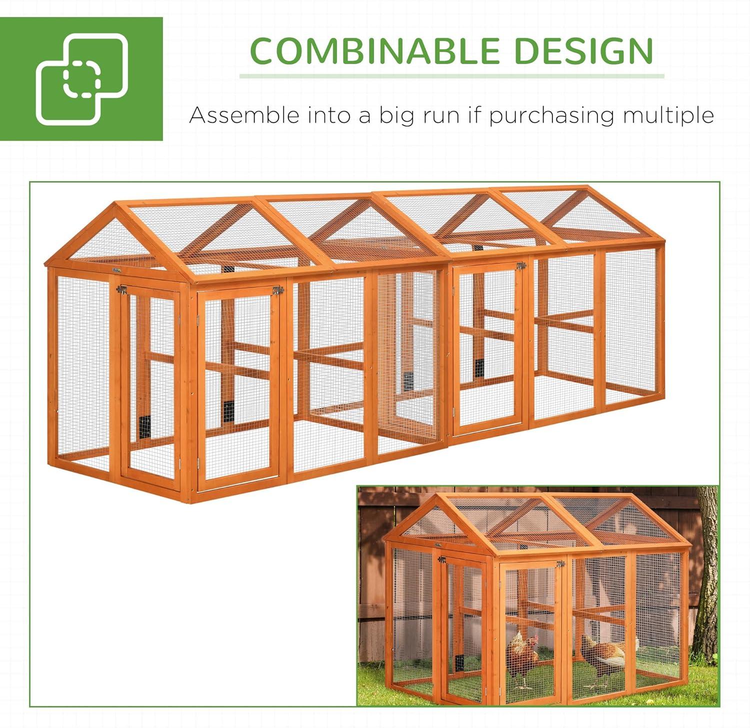 Chicken Run, Wooden Large Chicken Coop, Combinable Design With Perches & Doors For Outdoor, Backyard, Farm, 4.6' X 2.8', Nature Wood