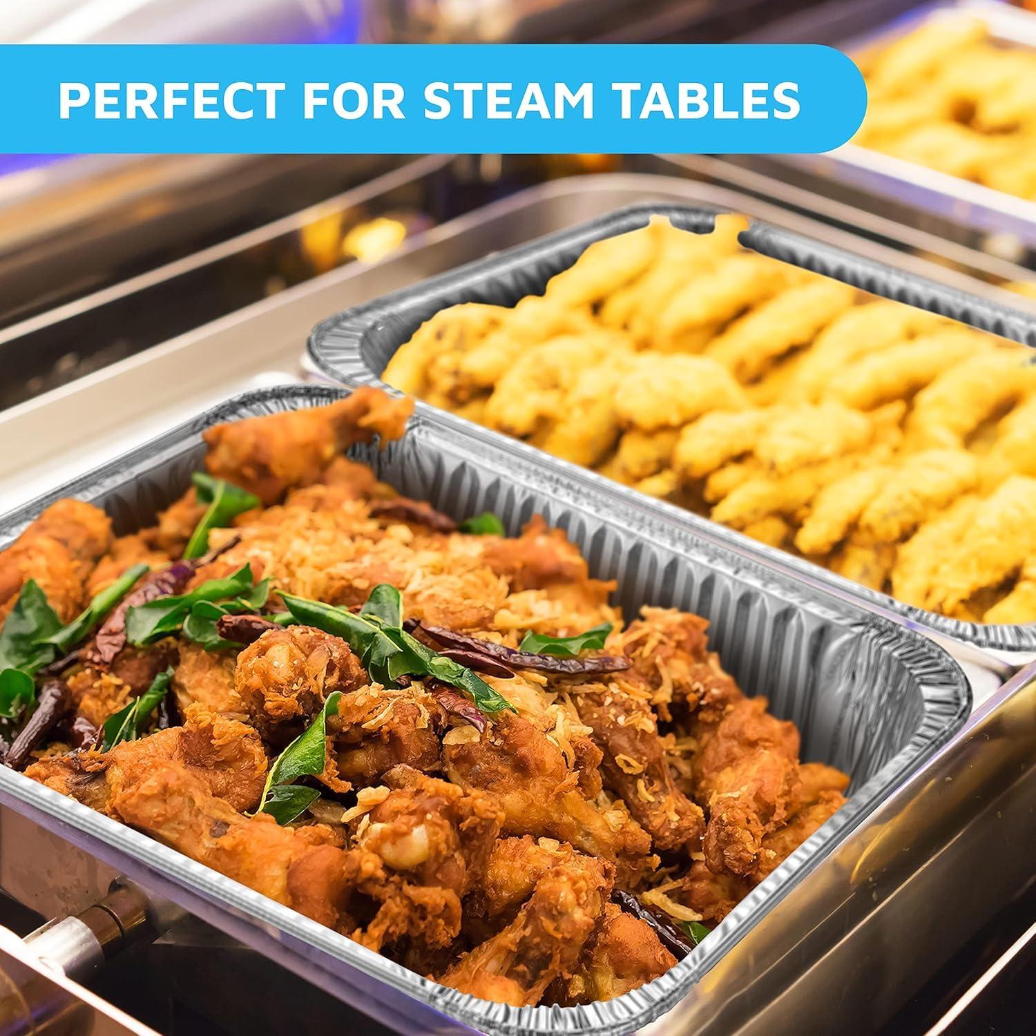 9x13 Aluminum Foil Pans (10 Pack), Disposable Half Size Deep Foil Pans, Cookware, Food Prepping, Large Pans for Baking, Reheating, Grilling