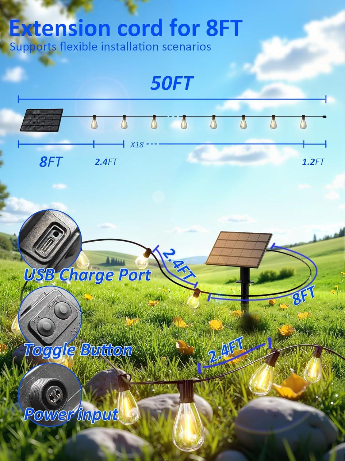 luckystyle 30FT LED Outdoor String Lights with 8+1 Edison Shatterproof Waterproof Bulbs, 2700K Commercial Grade Patio Lights, Heavy Duty Outside Hanging Outdoor Lights for Garden Porch Deck Decor