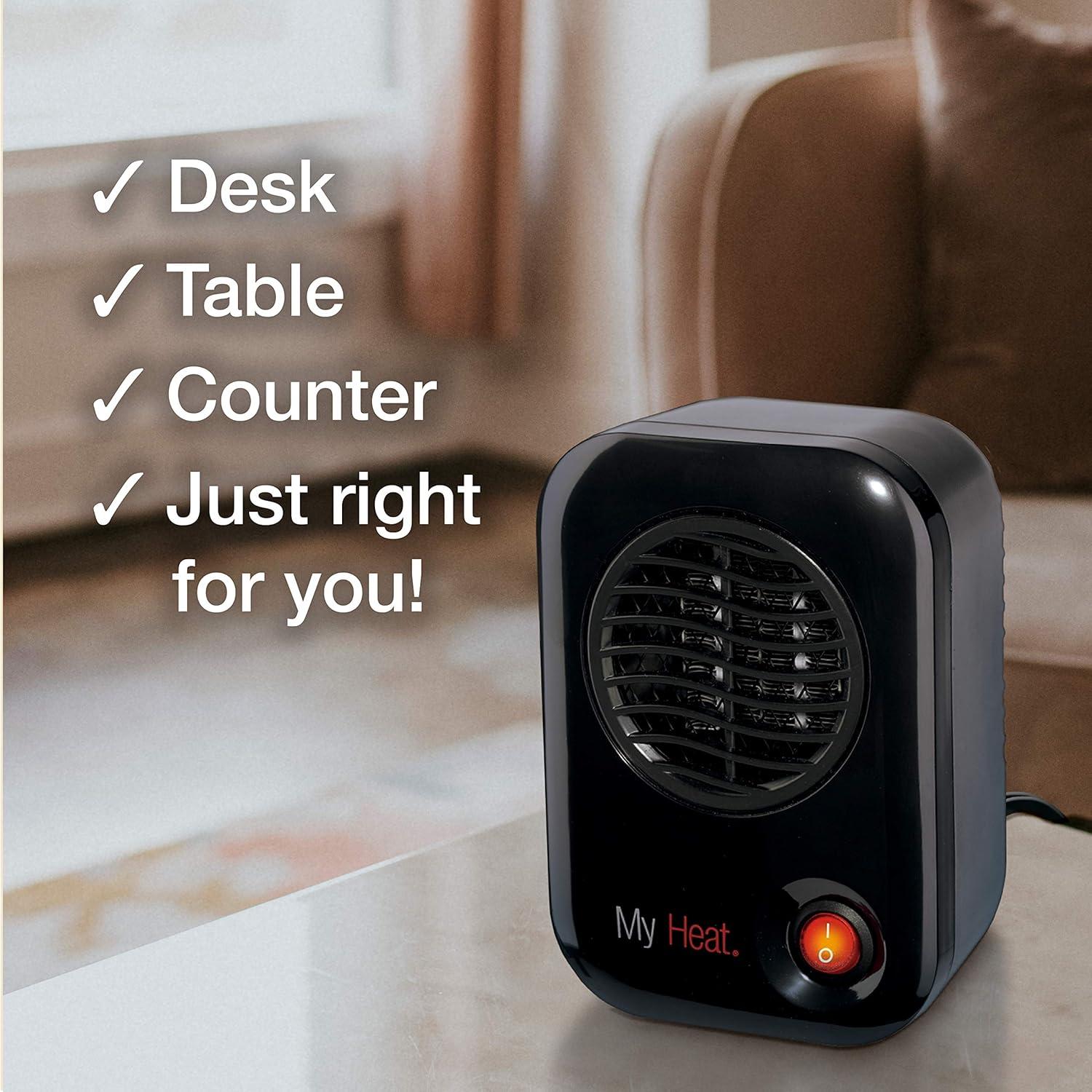 Lasko 6" 200W MyHeat Personal Tabletop Space Heater with Simple Controls, Black, 100, New