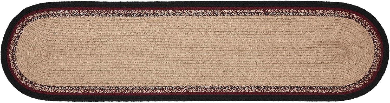 Rustic Burgundy Star Braided Cotton Polyester Table Runner 12x48