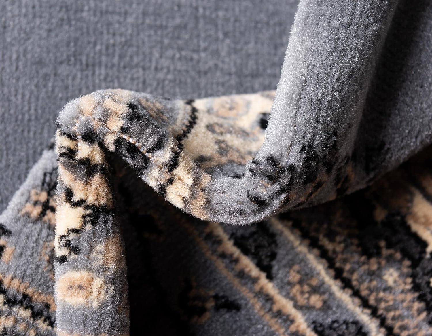 Unique Loom Reza Collection Area Rug - Washington (9'  x 12' Rectangle Black/Gray)