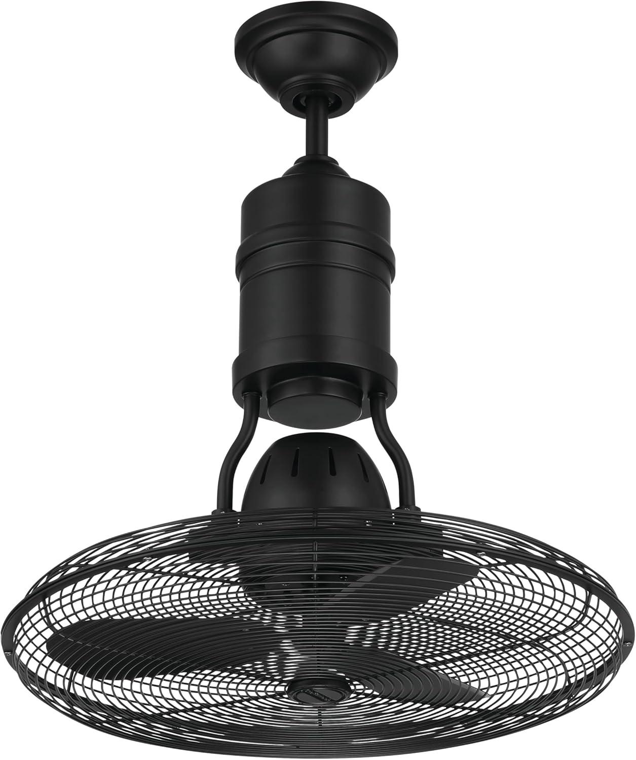 Bellows III 18'' Flat Black Industrial Ceiling Fan with Remote