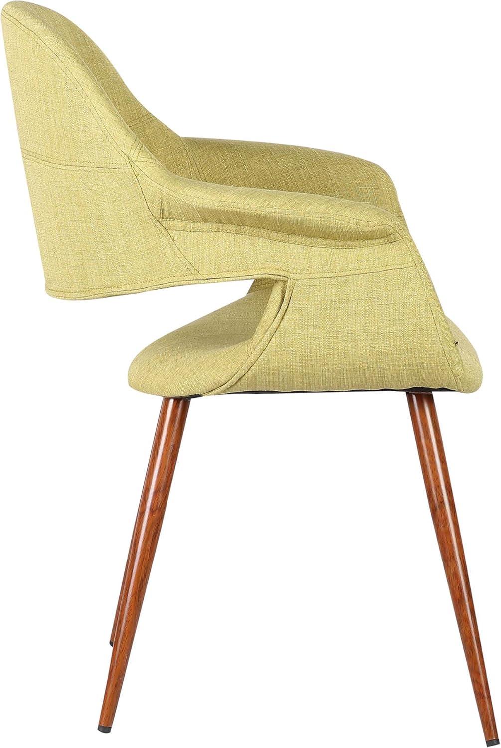 Mid Century Modern Green Upholstered Arm Chair with Walnut Legs