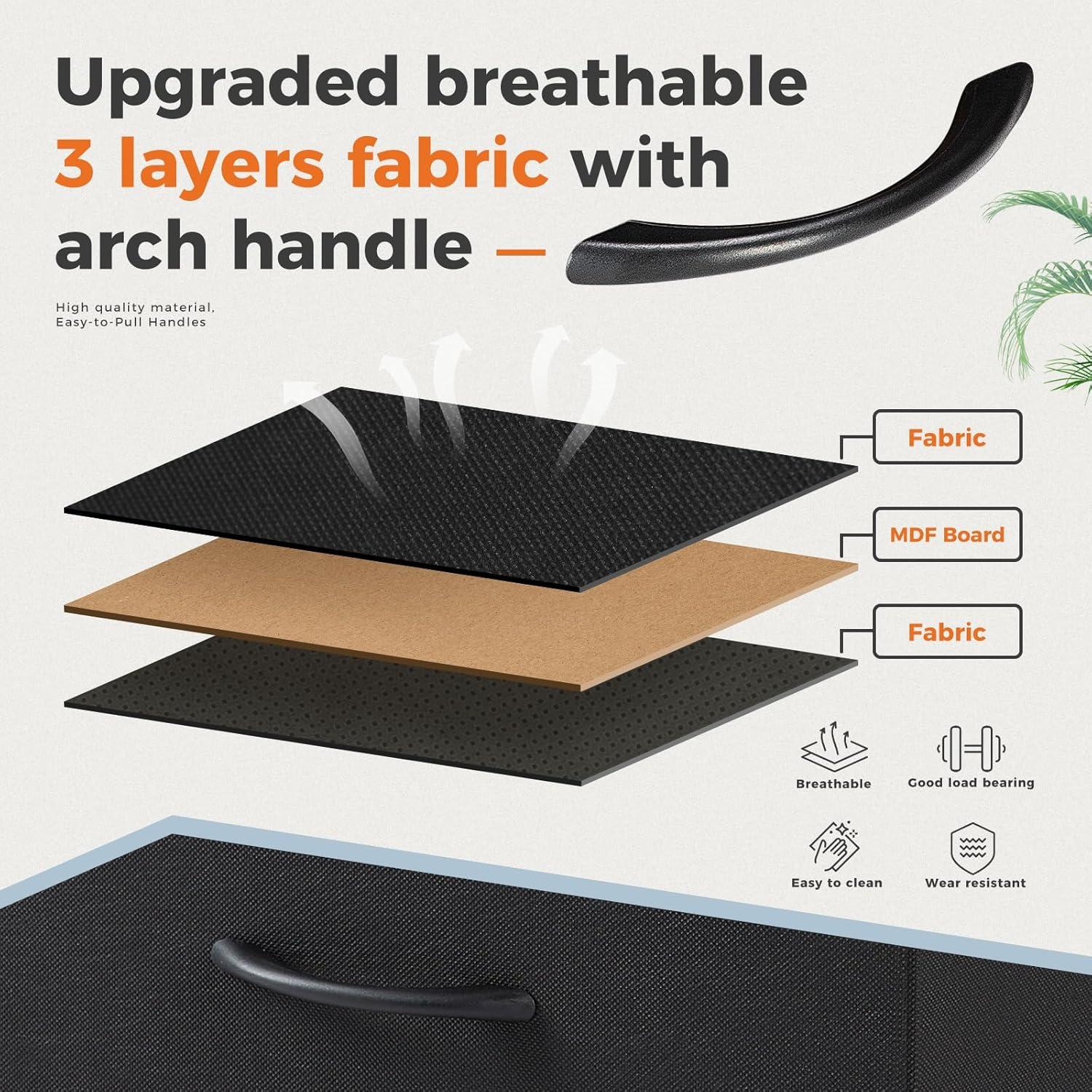 Dresser, Dresser for Bedroom Drawer Organizer Storage Drawers, Fabric Storage Tower with 8 Drawers, Chest of Drawers with Steel Frame, Wood Top for Nursery, Living Room, Closet